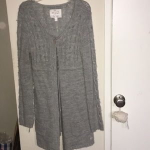 gray cardigan